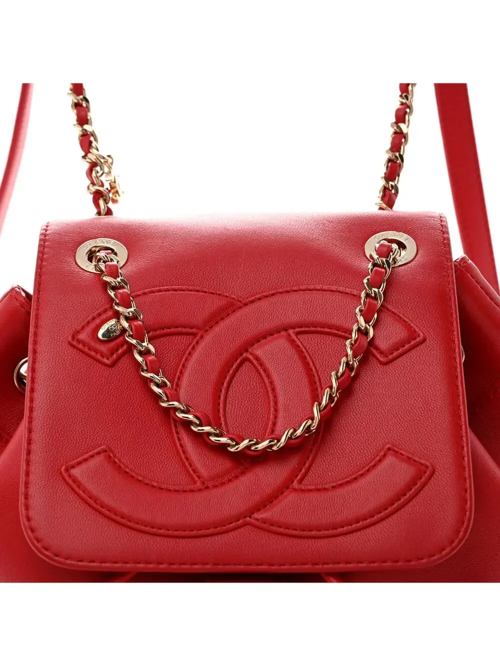 Chanel Lambskin Cc Mania Backpack Red #324088C18B